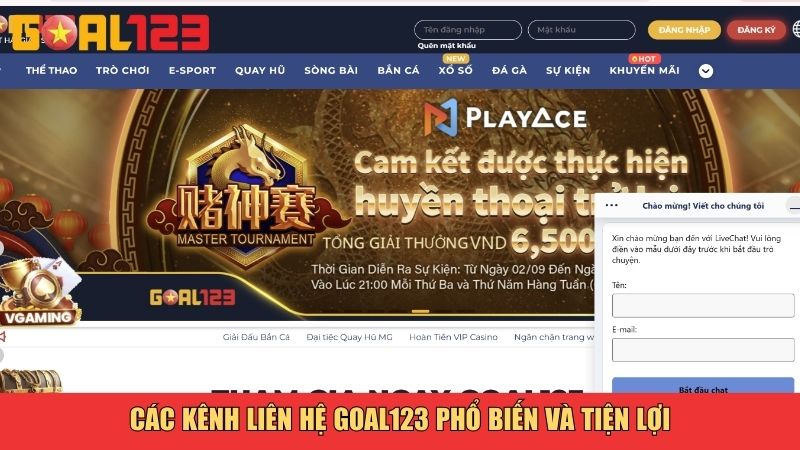 Các kênh liên hệ Goal123 phổ biến và tiện lợi